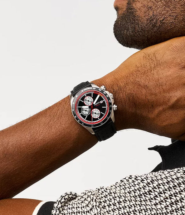Fossil Autocross Multifunction Black Leather Men's Watch -