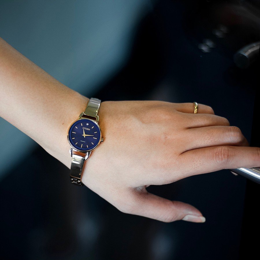 Citizen Rose Gold Blue Dial Ladies Watch- EZ6373-58L