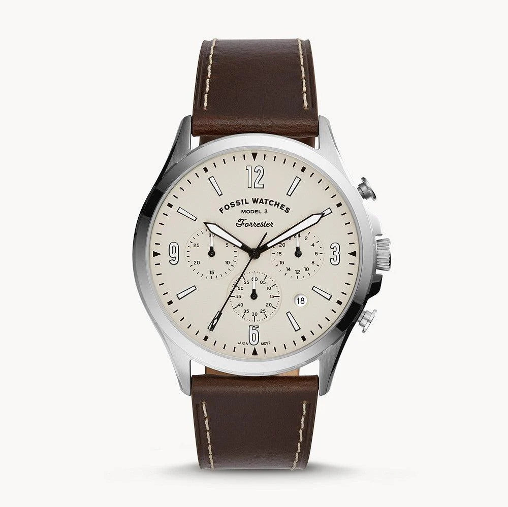 Fossil Forrester Chronograph Brown Leather Strap Men's Watch- FS5696