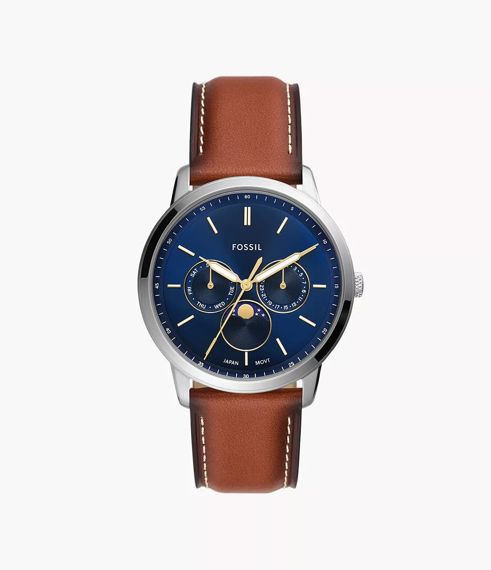 Fossil Neutra Moonphase Brown Leather Blue Dial Men's Watch- FS5903