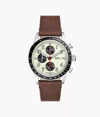 Fossil Sport Tourer Brown Leather Strap Men's chronograph Watch- FS6042