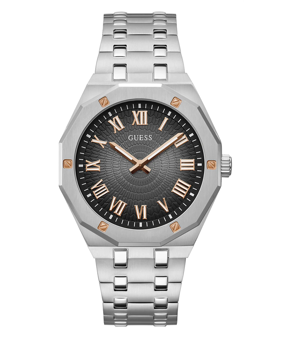 Guess Silver Tone Analog Men's Dress Watch- GW0575G1