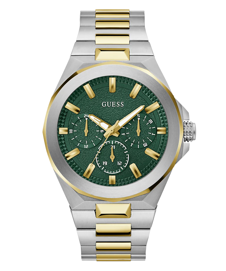 Guess Dual Tone Green Dial Men's Multifunction Watch- GW0798G3
