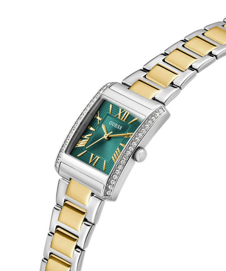 GUESS 2-Tone Green Dial Ladies Watch - GW0874L2