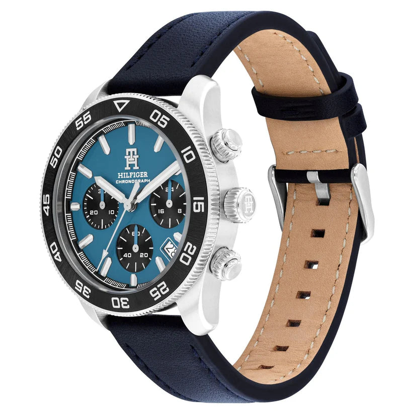 Tommy Hilfiger TH85 Blue Leather Strap Blue Dial Men's Watch - 1792187