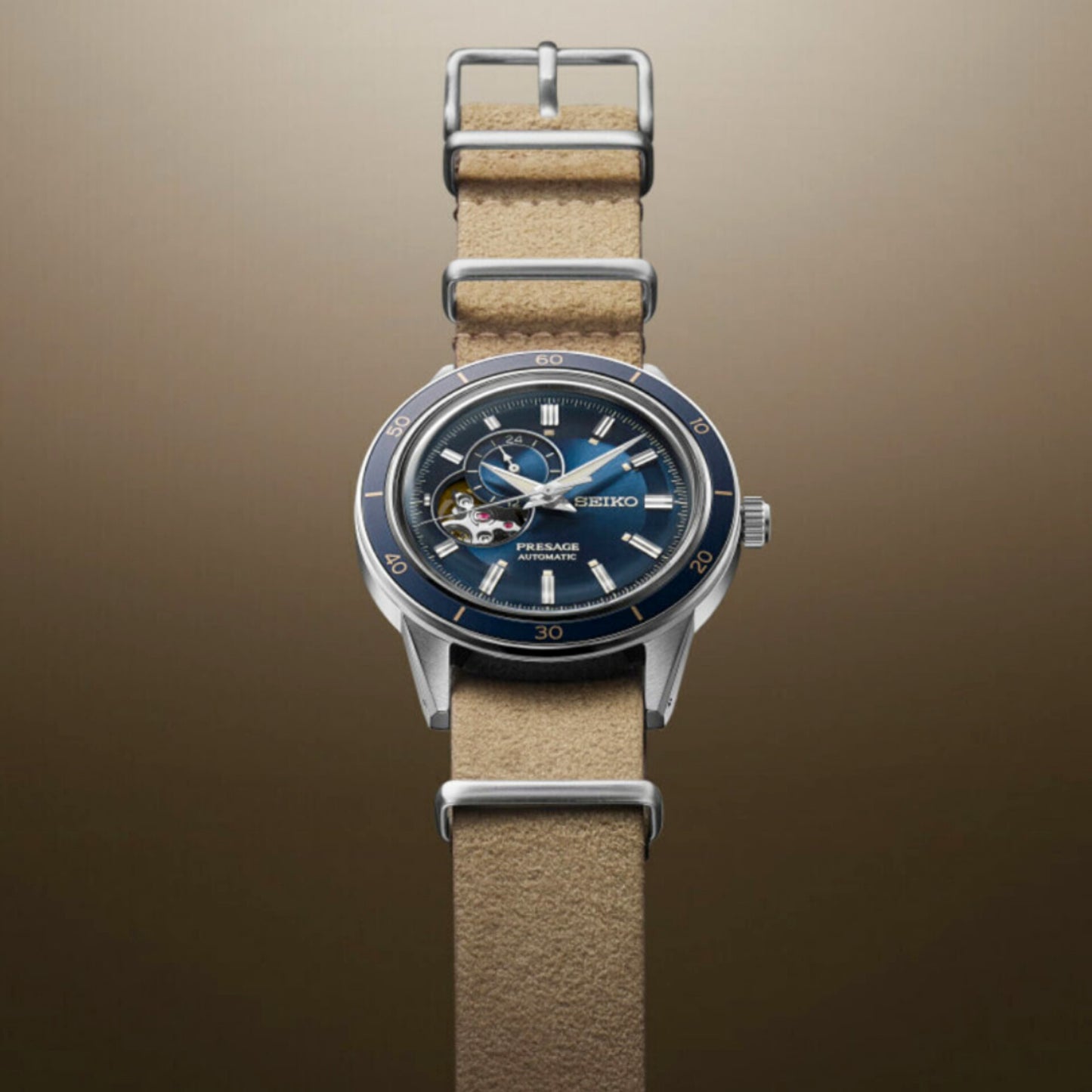 Seiko Presage 60's Style Open Heart Blue Dial- SSA453J1