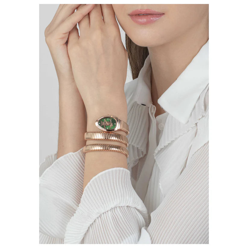 Just Cavalli Signature Snake Green Dial Ladies Watch - JC1L228M0055