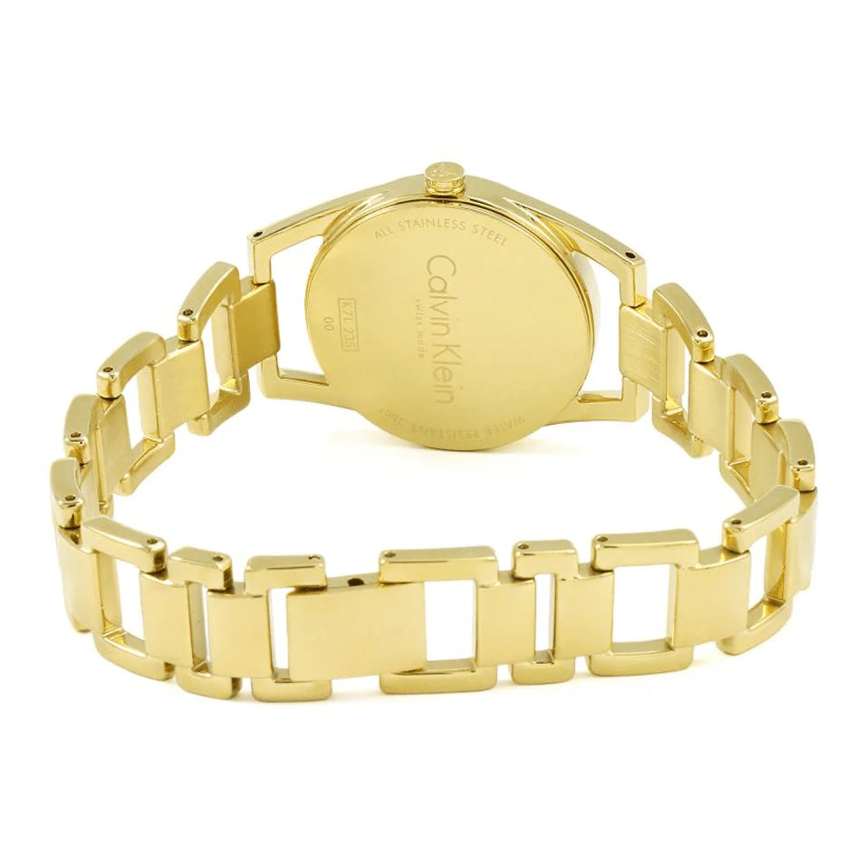 Calvin Klein Dainty Gold Bracelet Silver Dial Ladies Watch- K7L23546