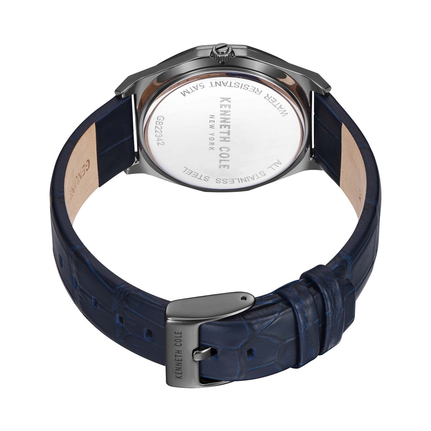 Kenneth Cole Blue Leather Strap Thin Men's Watch- KCWGB2234203
