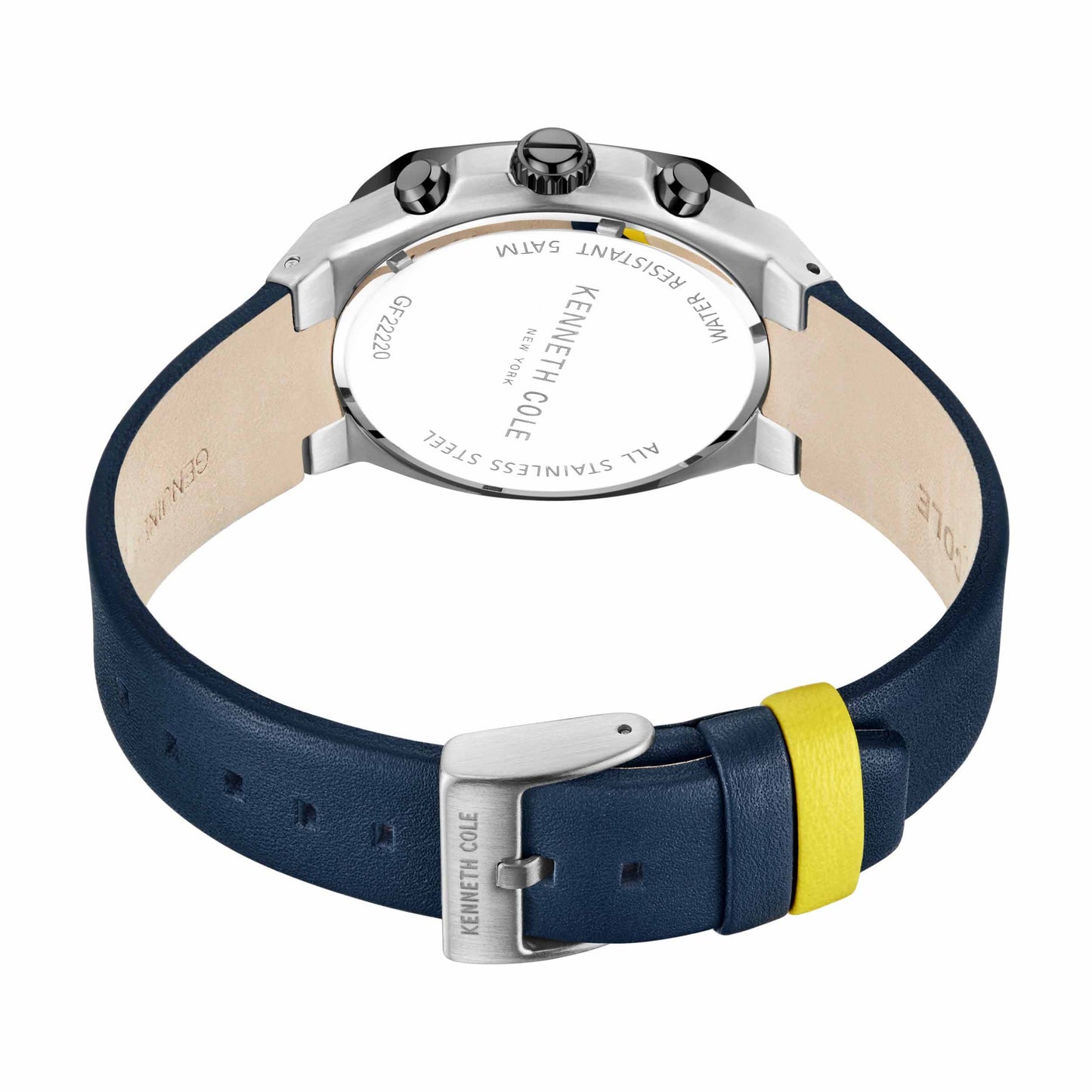 Kenneth Cole Blue Leather Band Multifunction Men's Watch- KCWGF2222002