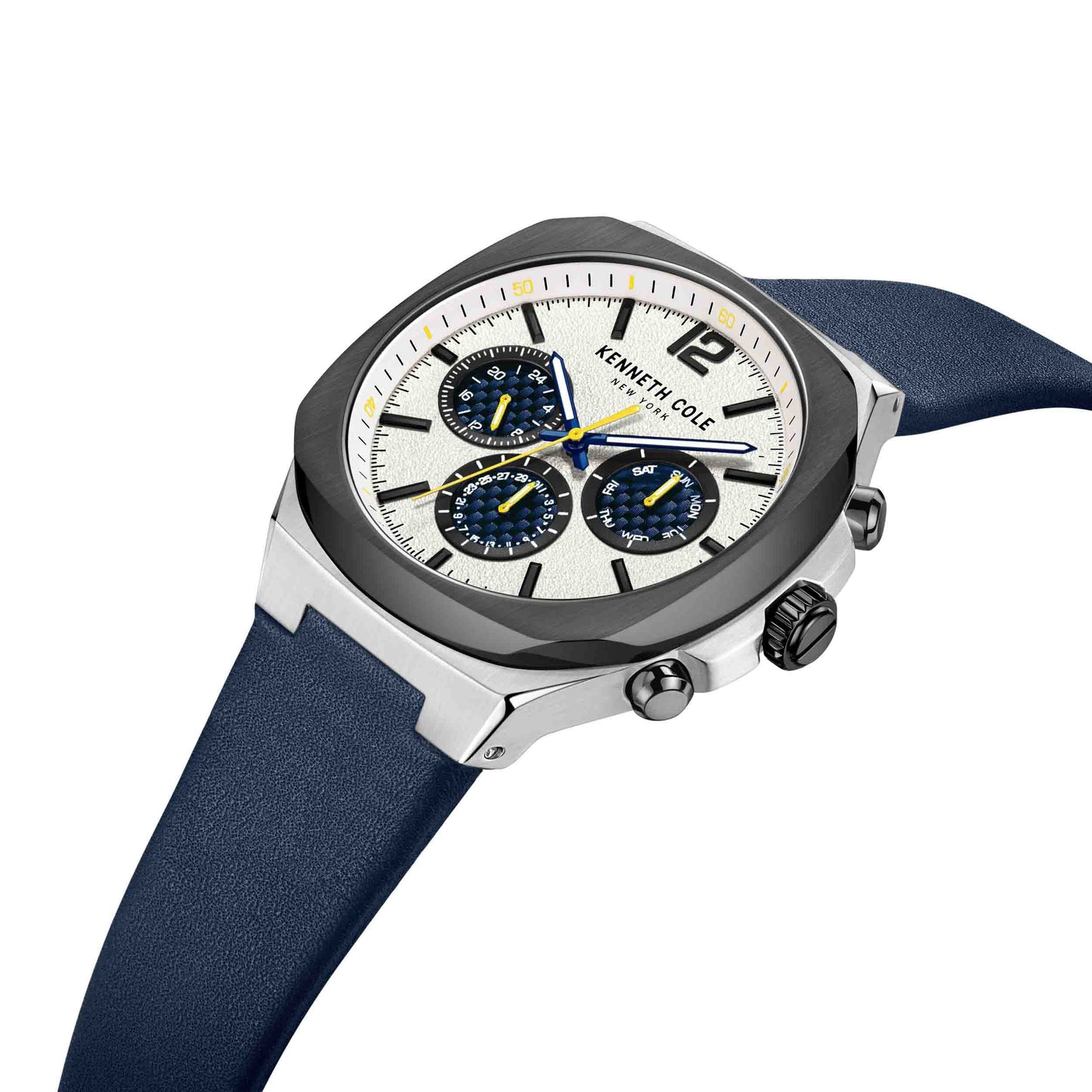 Kenneth Cole Blue Leather Band Multifunction Men's Watch- KCWGF2222002
