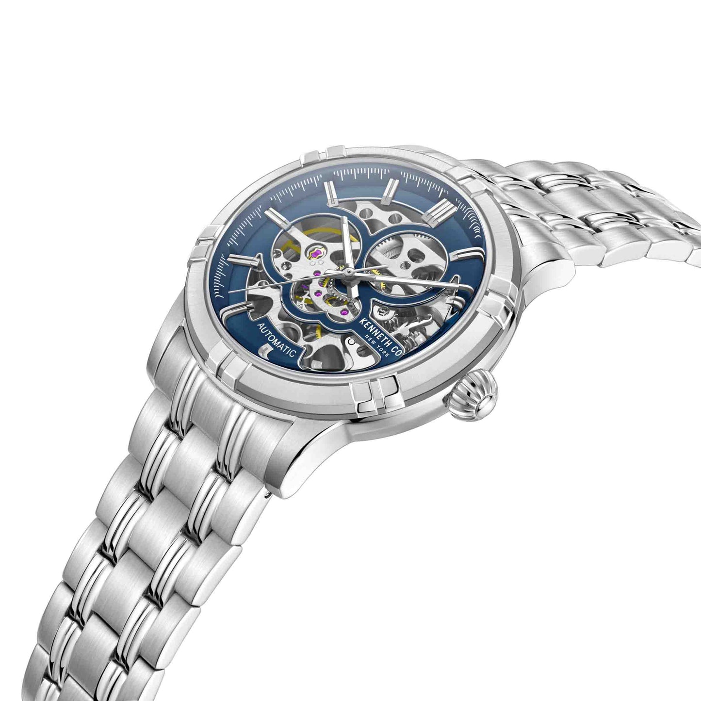 Kenneth Cole Blue Skeleton Dial Men's Mechanical Watch- KCWGL2220802