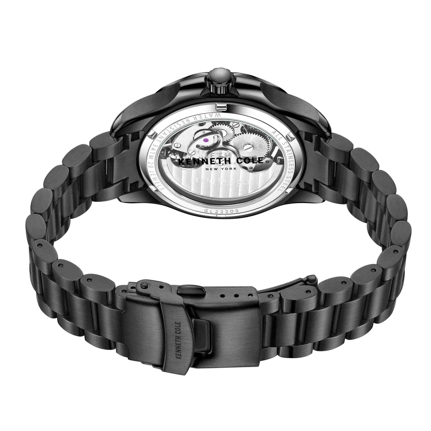 Kenneth Cole Black Skeleton Dial Mechanical Men's Watch- KCWGL2220903