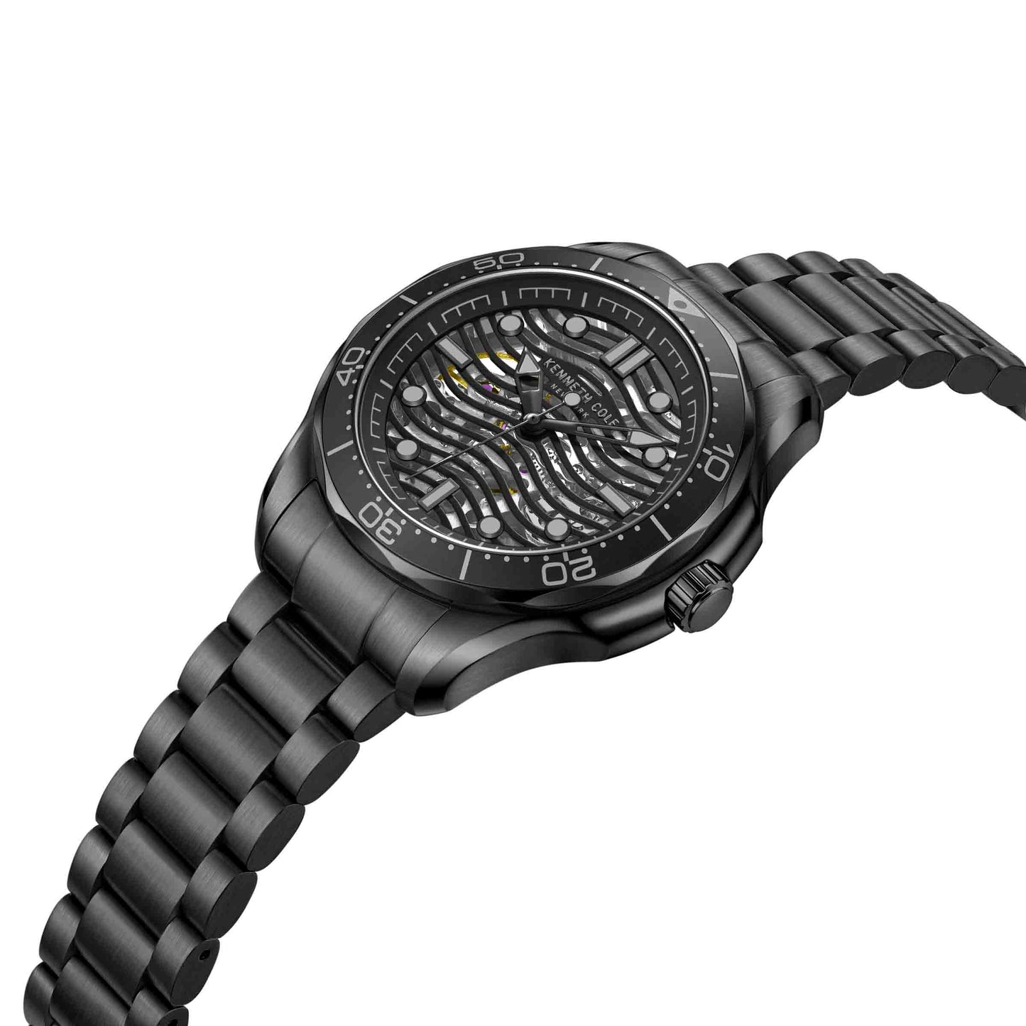 Kenneth Cole Black Skeleton Dial Mechanical Men's Watch- KCWGL2220903
