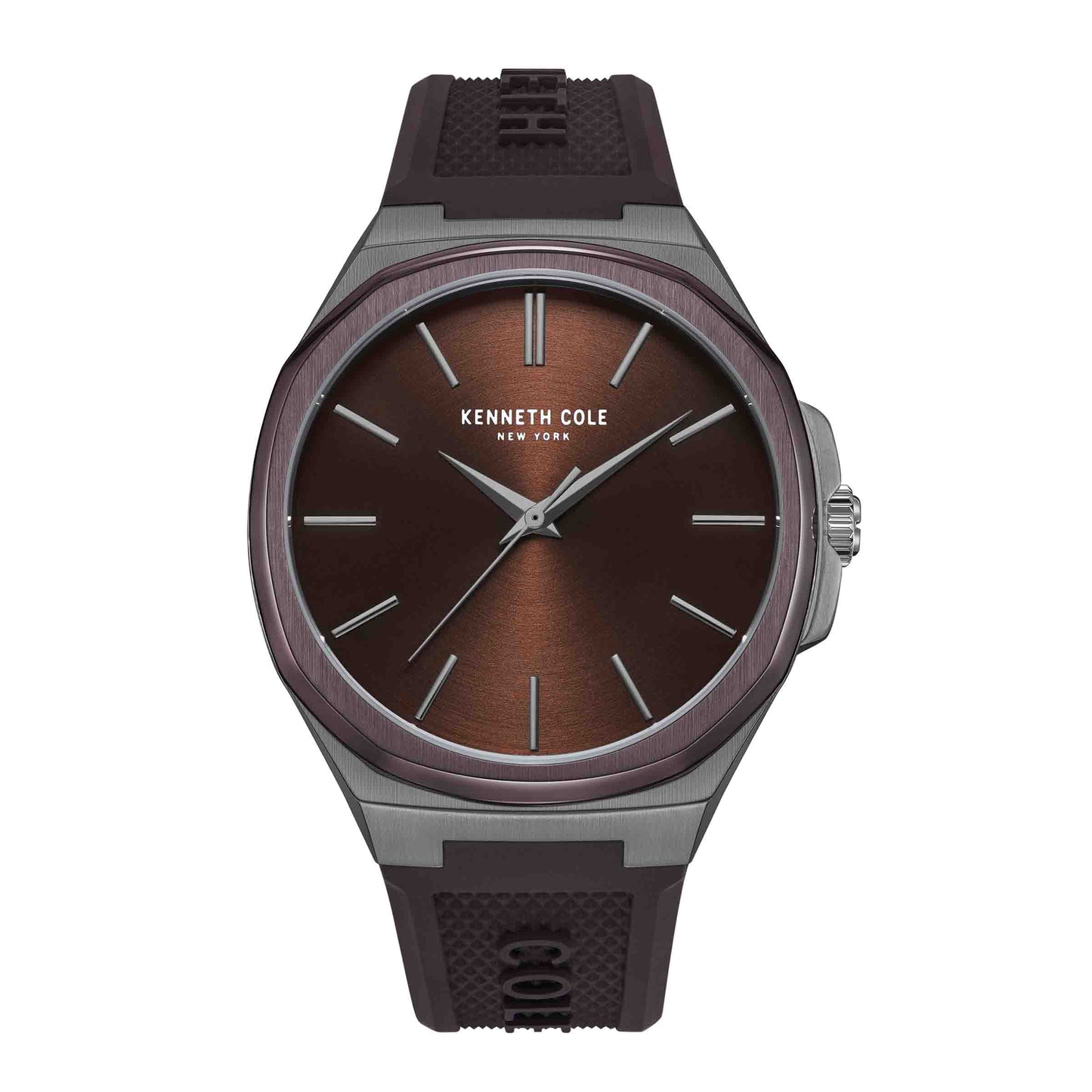 Kenneth Cole Brown Silicone Strap Men's Watch- KCWGM2233802