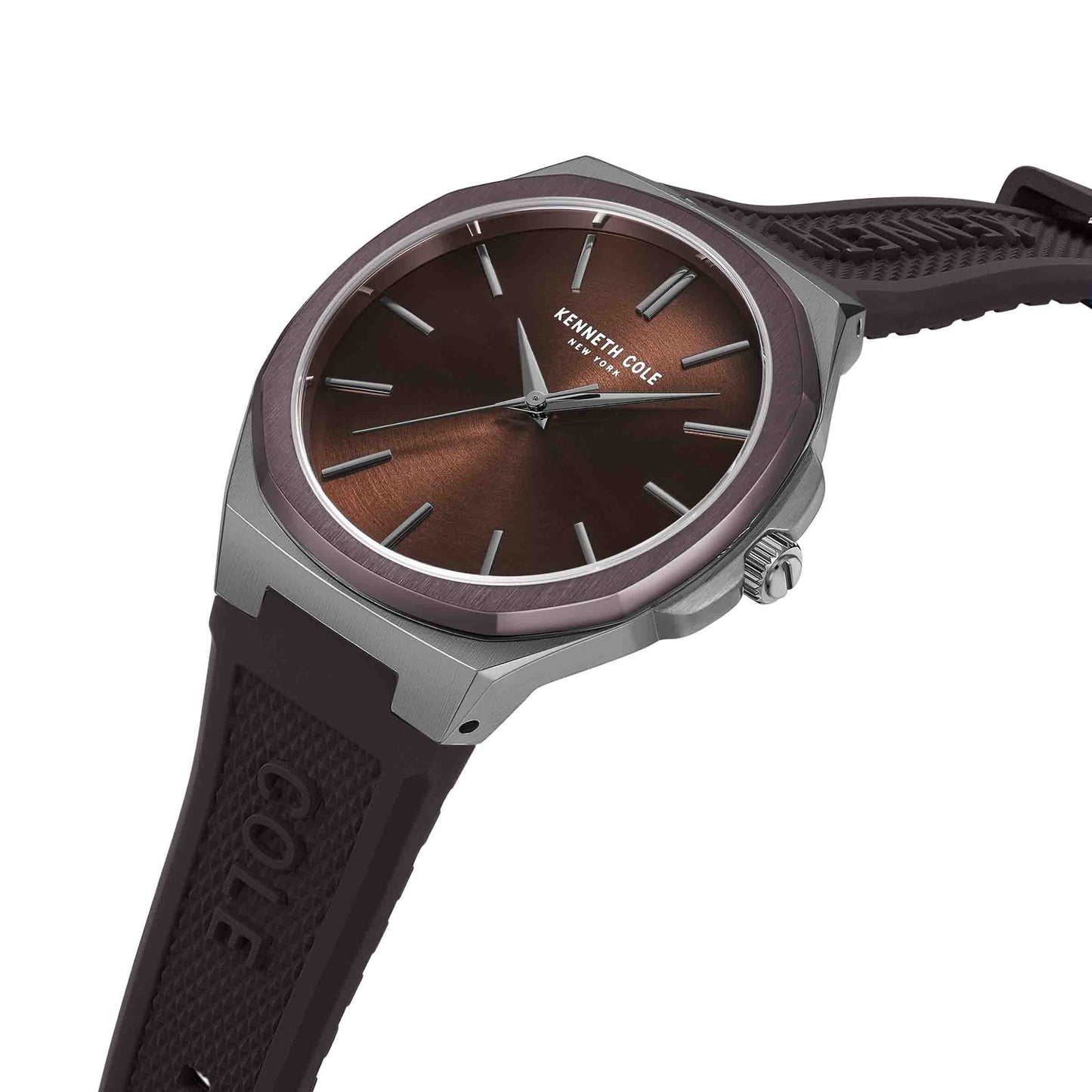 Kenneth Cole Brown Silicone Strap Men's Watch- KCWGM2233802
