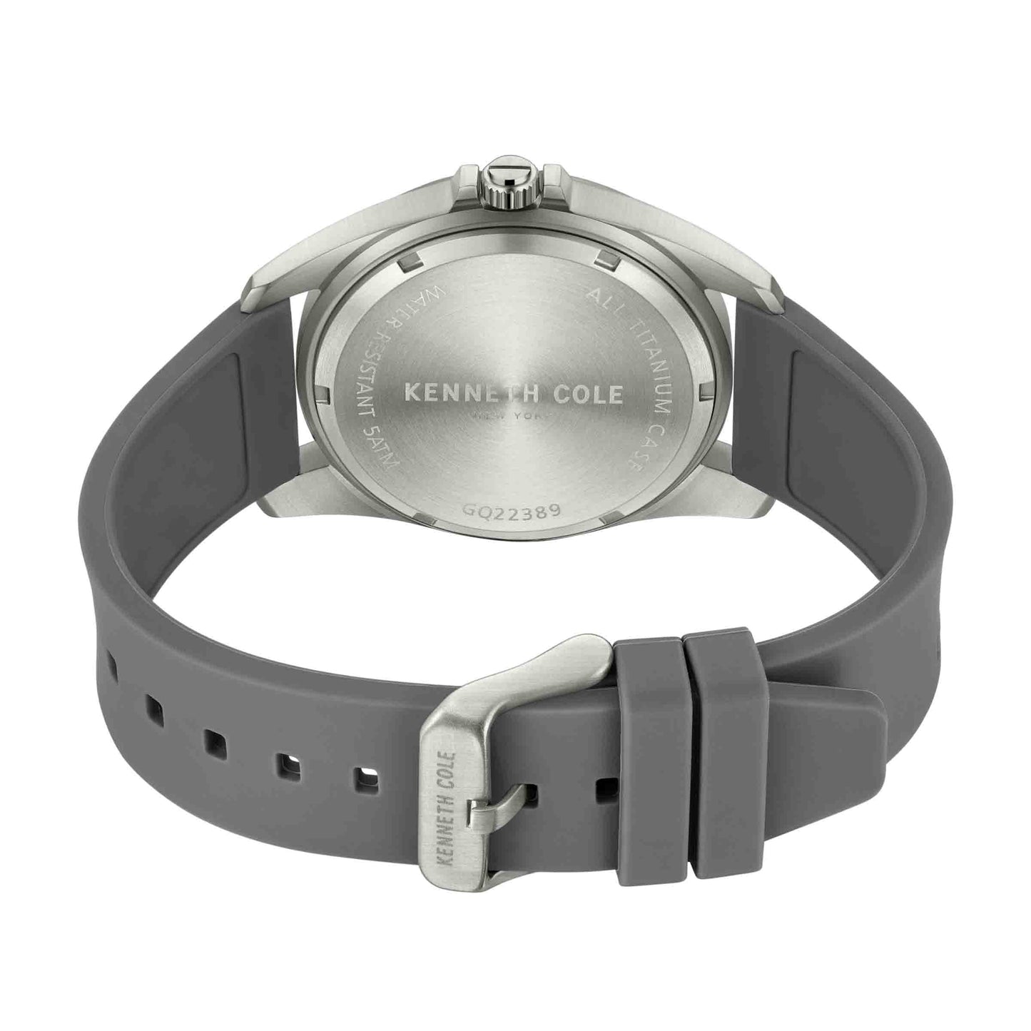 Kenneth Cole Silicone Strap Titanium Men's Watch- KCWGQ2238903