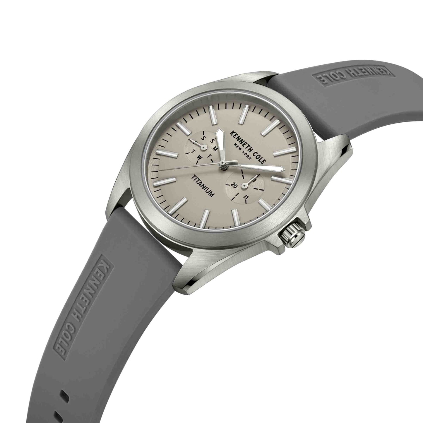 Kenneth Cole Silicone Strap Titanium Men's Watch- KCWGQ2238903