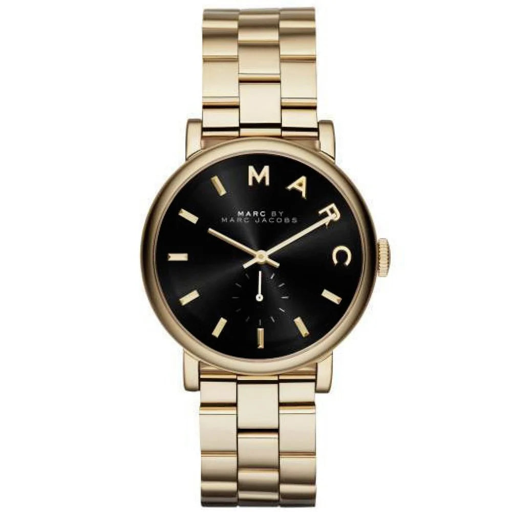 Marc Jacobs Baker Gold Black Dial Ladies Watch- MBM3355