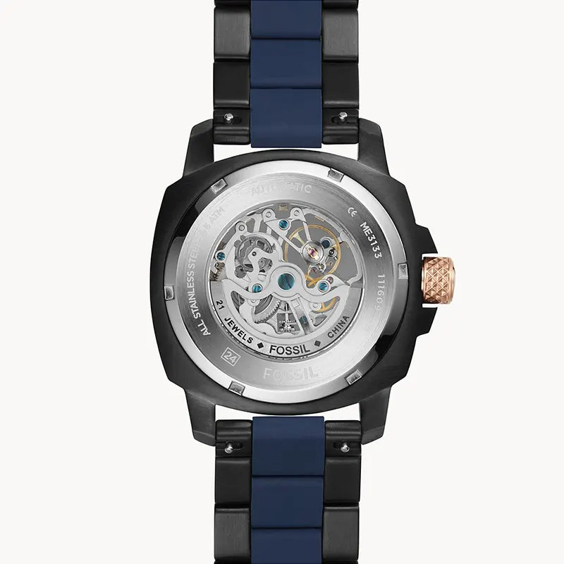 Fossil Skeleton Dial Blue Tone Men's Mechanical Watch- ME3133