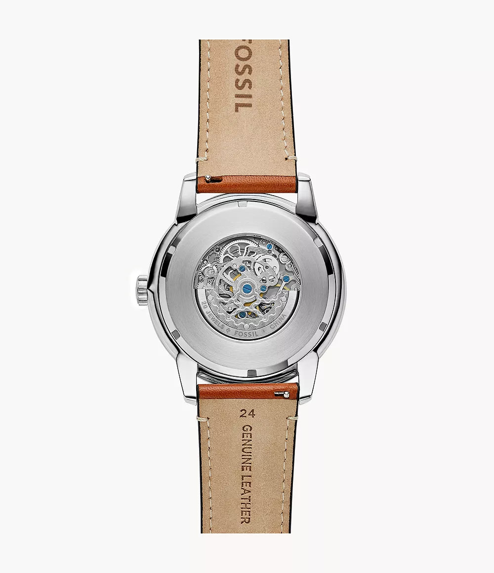Fossil Townsman Blue Dial Leather Strap Mechanical Watch- ME3154