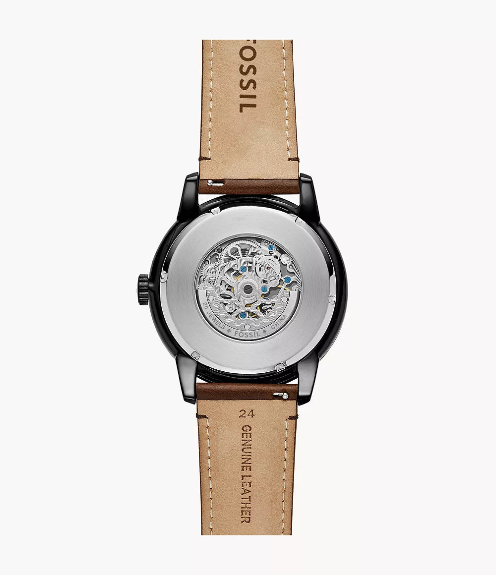 Fossil Townsman Black Men's Skeleton Mechanical Watch- ME3155