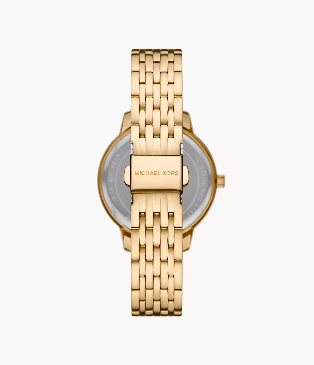 Michael Kors Three-Hand Gold-Tone Stainless Steel Ladies Watch - MK1051