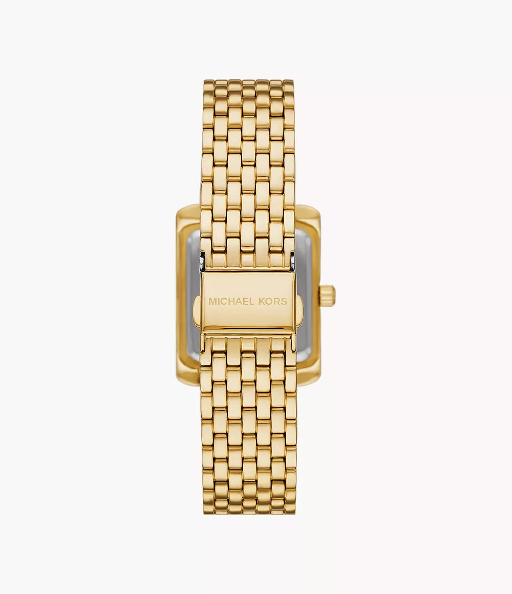 Michael Kors Emery Three Hand Gold Tone Green Dial Ladies Watch- MK4742