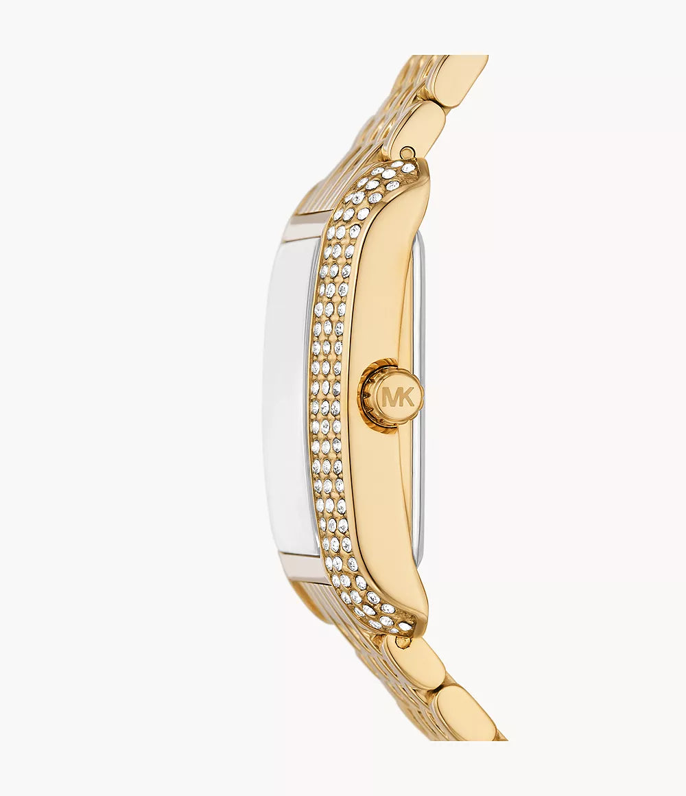 Michael Kors Emery Three Hand Gold Tone Green Dial Ladies Watch- MK4742