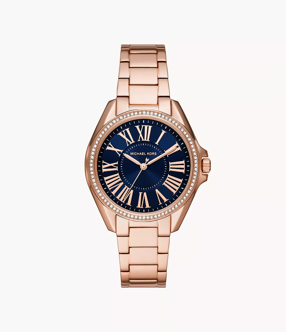 Michael Kors Kacie Three-Hand Rose Gold Ladies Watch- MK6930