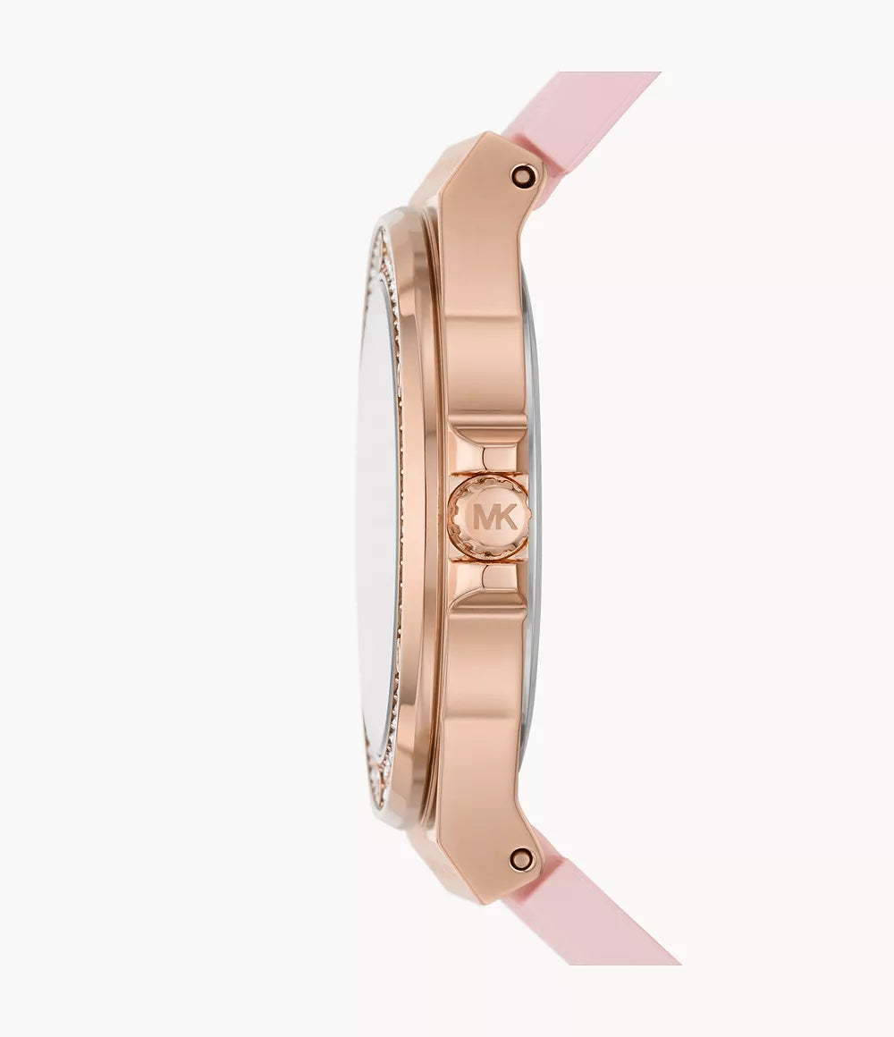 Michael Kors Mini-Lennox Three-Hand Pink Rubber Strap Ladies Watch- MK7282