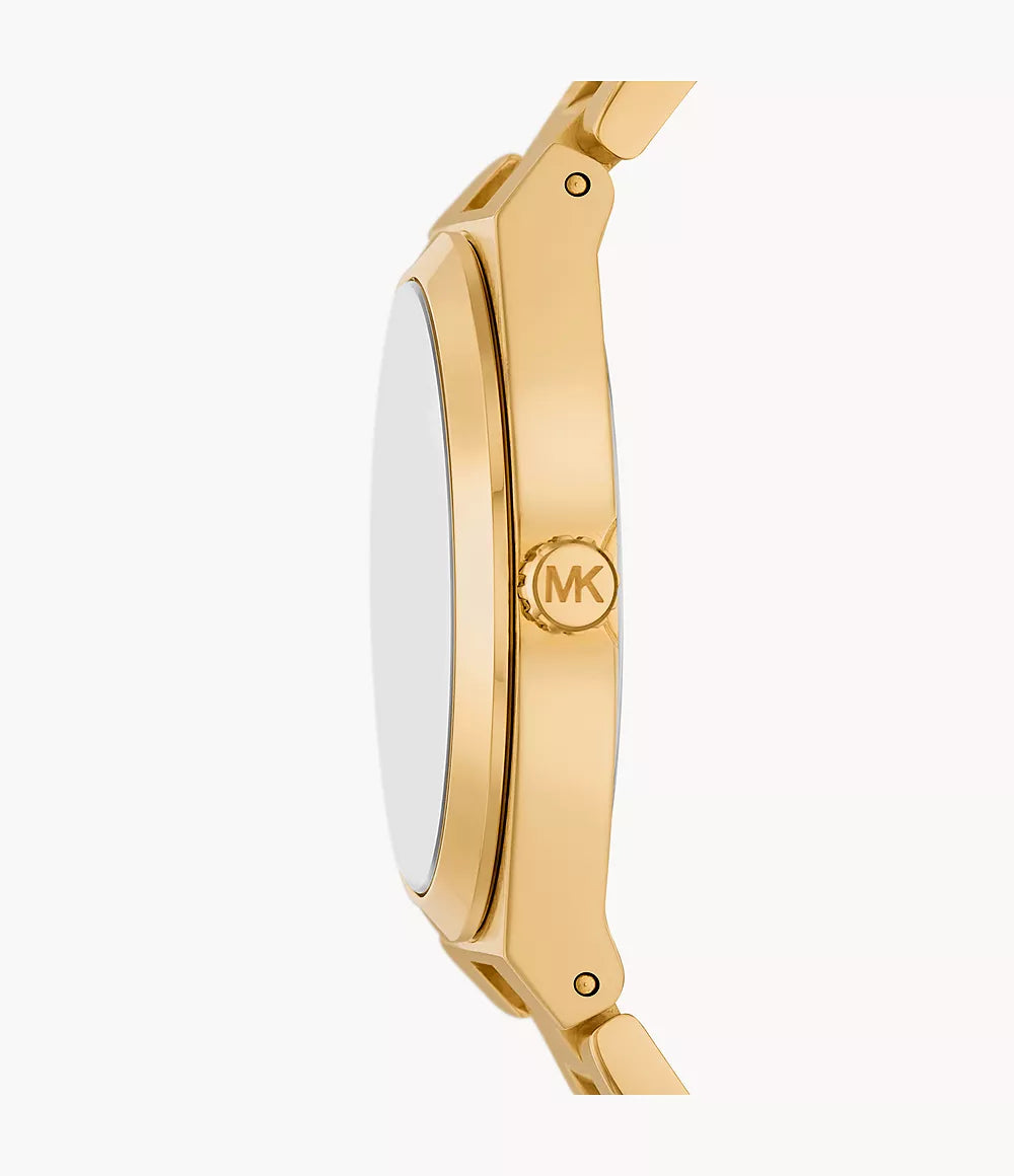 Michael Kors Three Hand Gold White Dial Ladies Watch- Mk7391