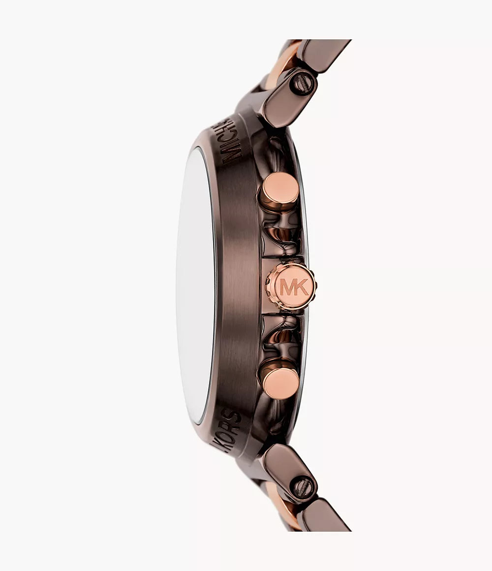 Michael Kors Chronograph Chocolate and Rose Gold Tone Ladies Watch - MK7496