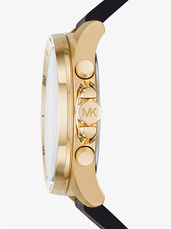 Michael Kors Brecken Gold Tone Rubber Strap Chronograph Watch For Men- MK8849