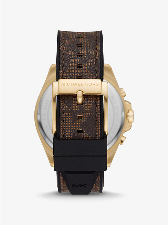 Michael Kors Brecken Gold Tone Rubber Strap Chronograph Watch For Men- MK8849