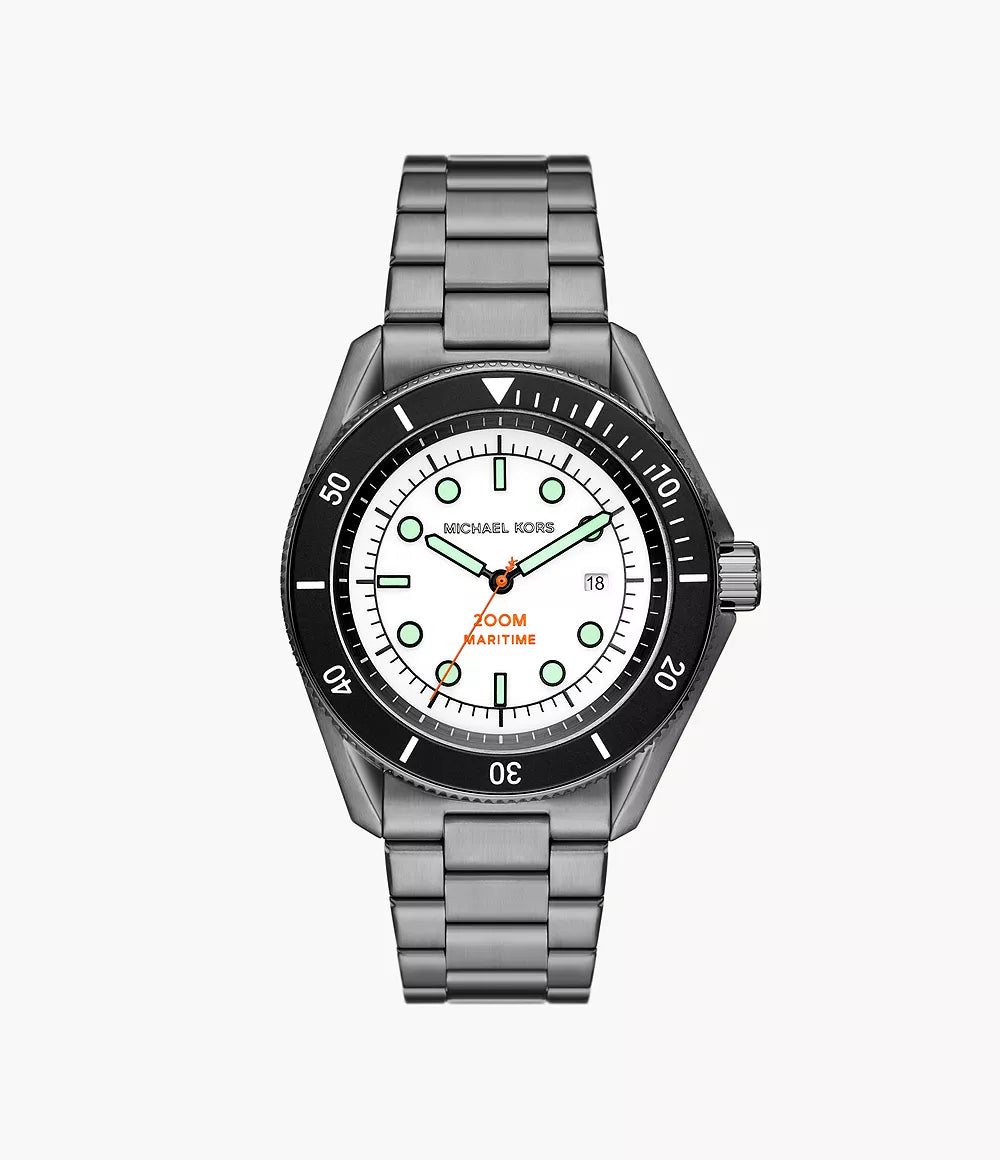 Michael Kors Maritime Gunmetal Grey White Dial Men's Watch- Mk9163