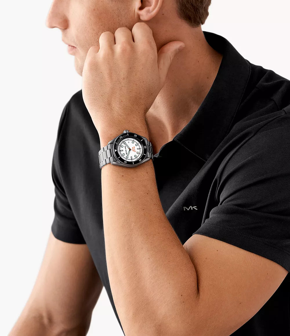 Michael Kors Maritime Gunmetal Grey White Dial Men's Watch- Mk9163