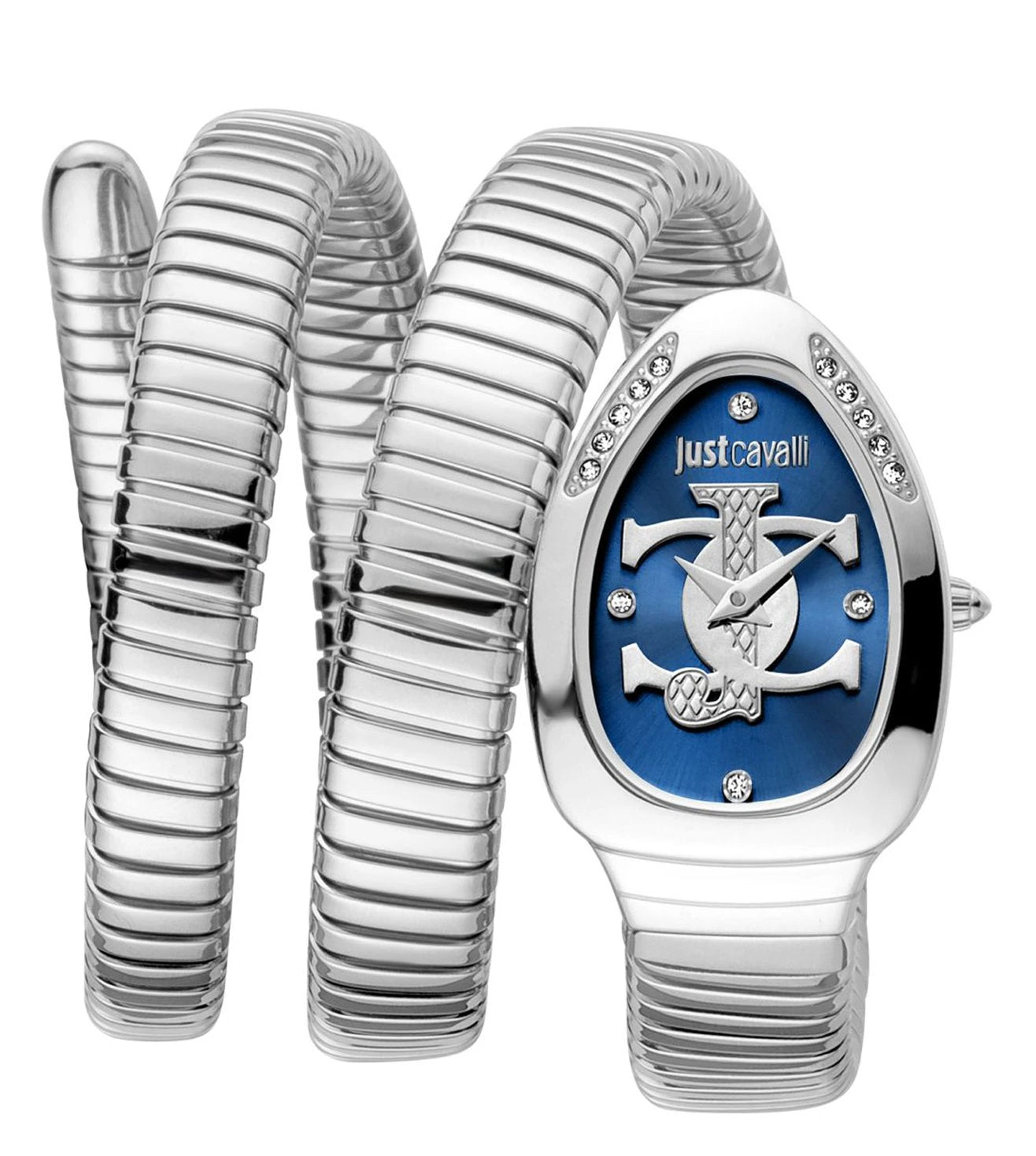 Just Cavalli Glam Evo 5 Silver Snake Design ladies Watch- JC1L228M0025