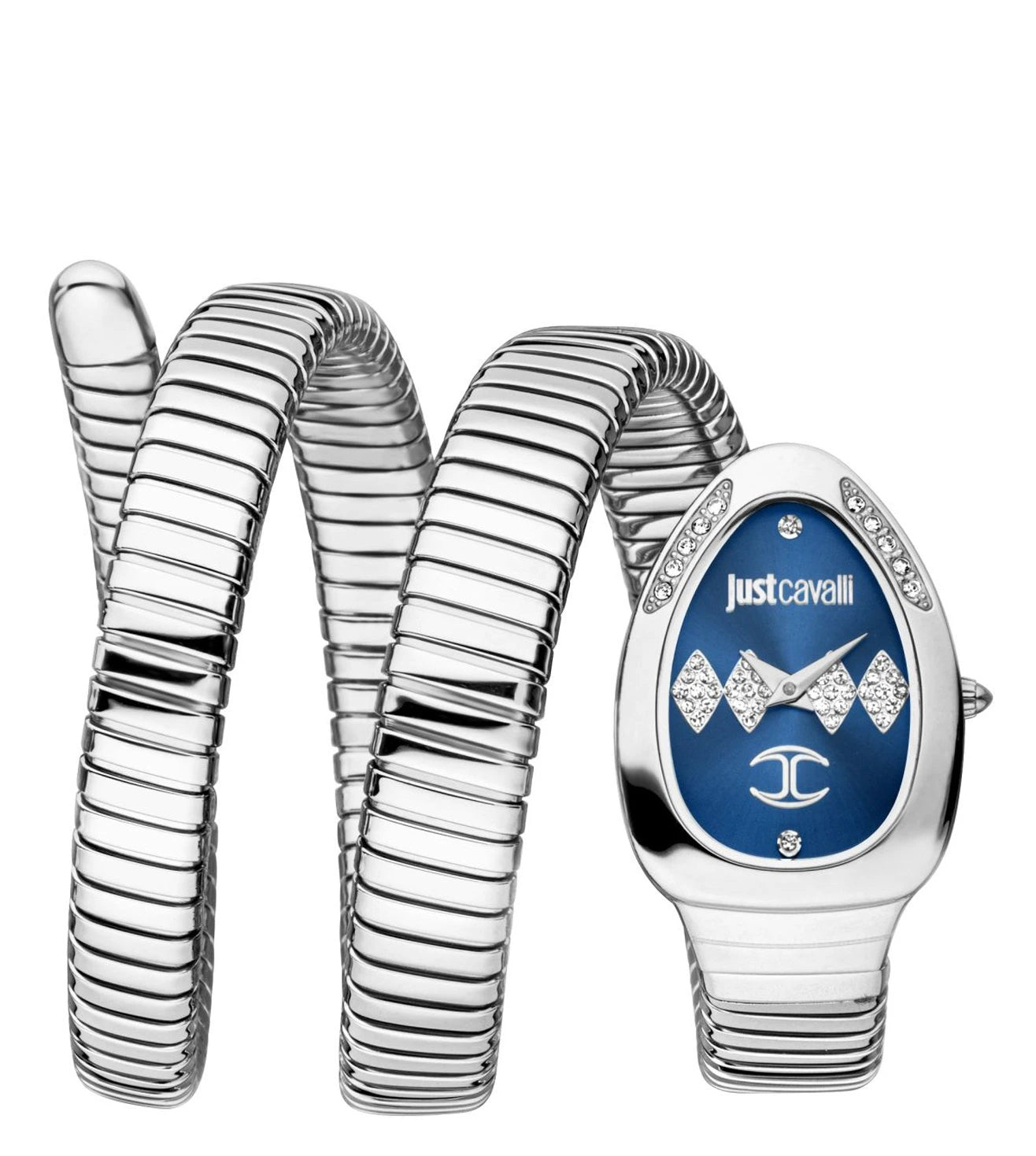 Just Cavalli Vezzoso Silver Snake Design ladies Watch- JC1L230M0025