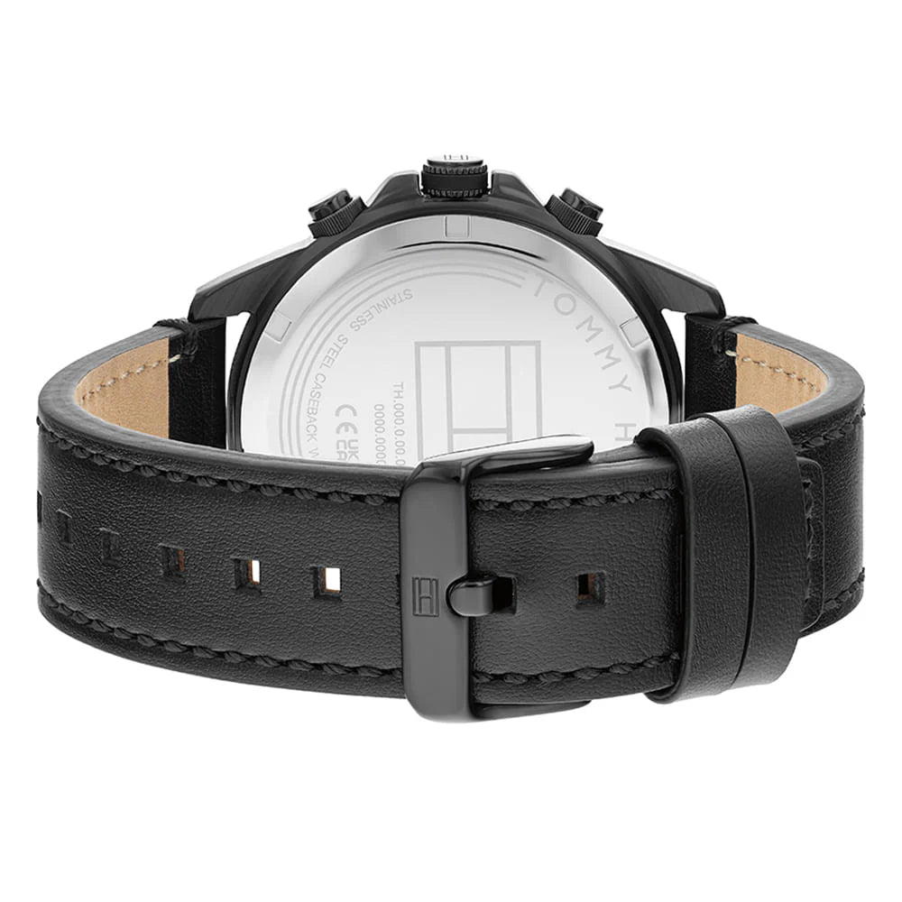 Tommy Hilfiger Lars Black Leather Strap Men's Chronograph Watch- 1792062