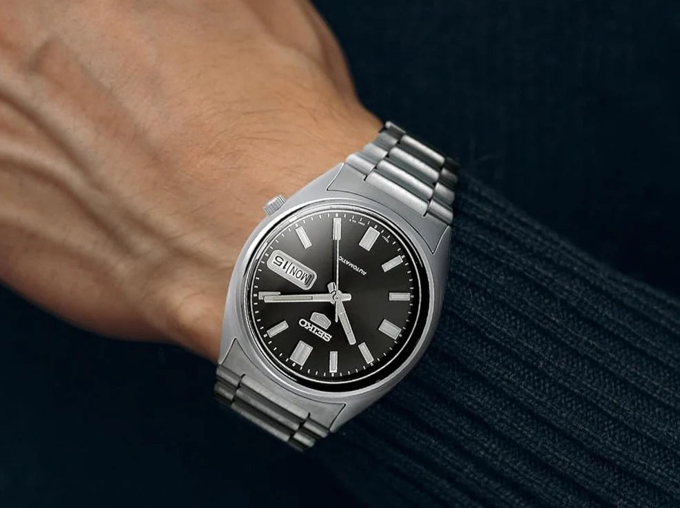 Saiko 5 Automatic Black Dial Stainless Steel Men's Watch - SNXS79