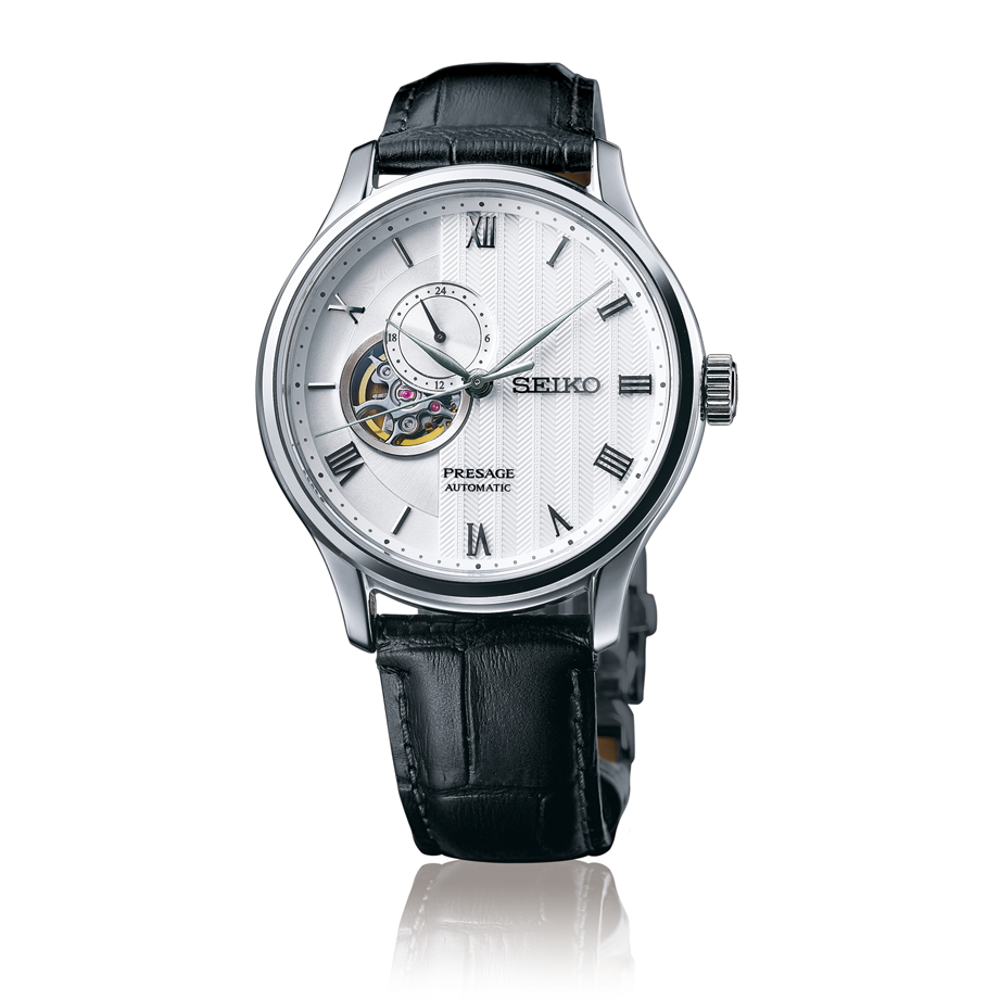 Seiko Presage Japanese Garden Open Heart White Dial Men's Watch - SSA379