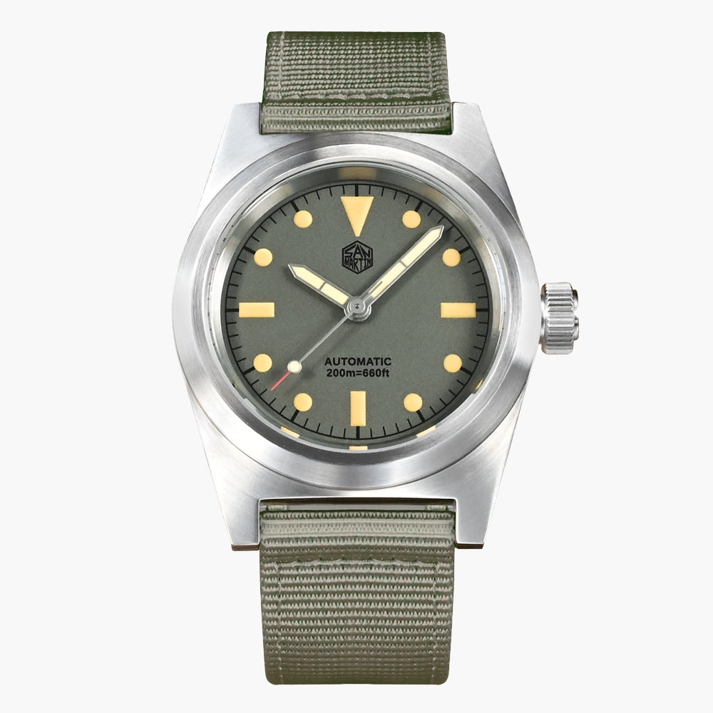 San Martin 38mm Gray Dial Pilot Vintage Military Nylon Strap Men's Watch - SN0029-G