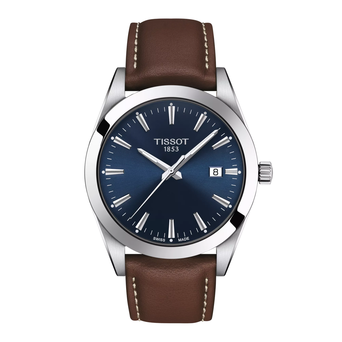 Tissot Gentleman Blue Dial Brown Leather Strap Men's Watch - T127.410.16.041.00