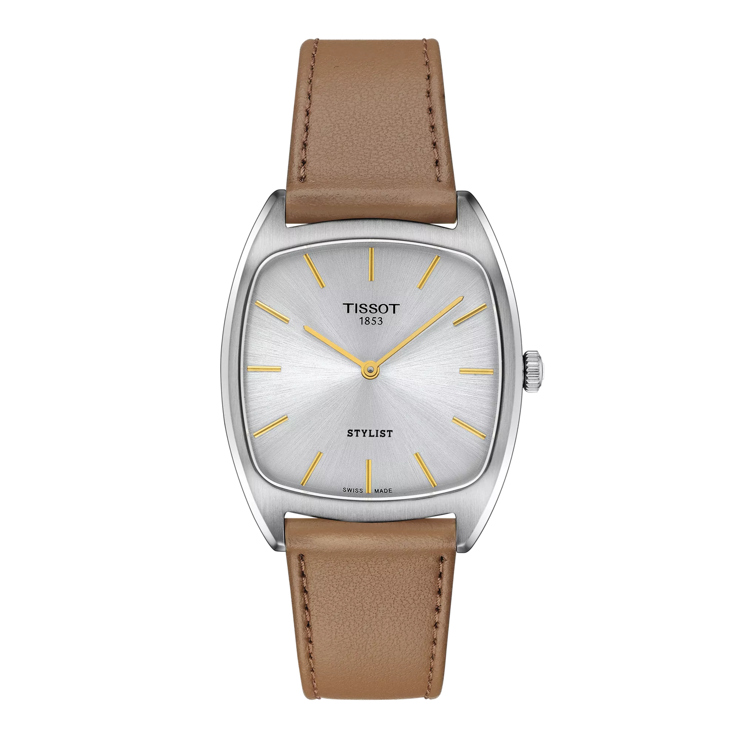 Tissot Stylist White Dial Brown Leather Strap Ladies Watch-T159.909.16.031.00