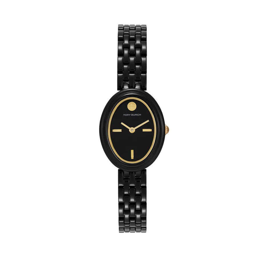 Tory Burch The Oval Black Analogue Ladies Watch - TBW6035