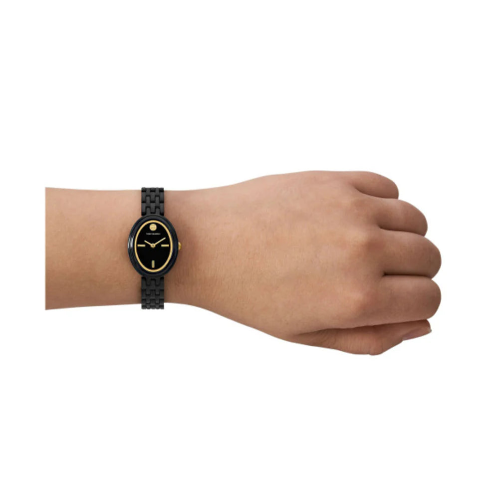 Tory Burch The Oval Black Analogue Ladies Watch - TBW6035