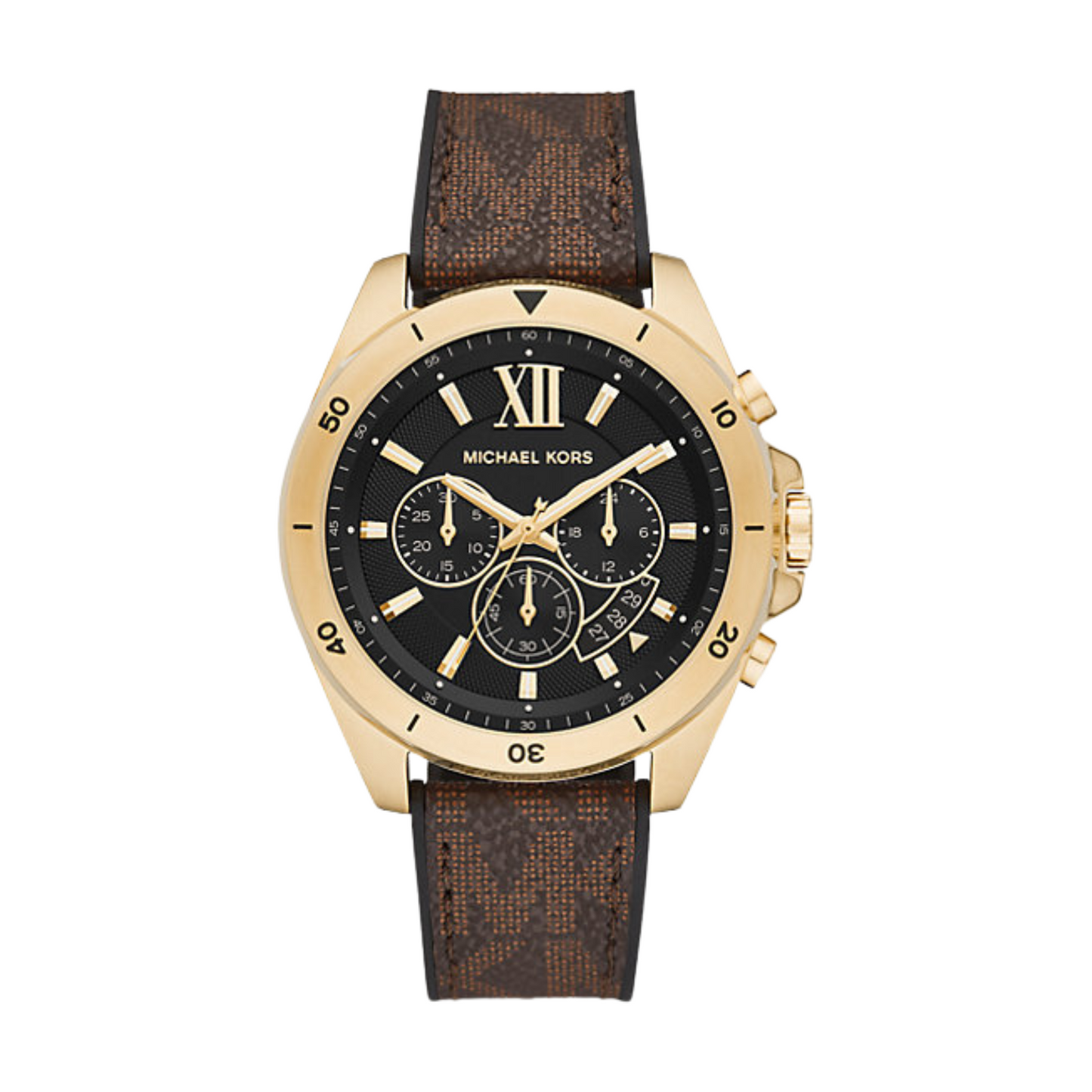 Michael Kors Brecken Gold Tone Rubber Strap Chronograph Watch For Men- MK8849