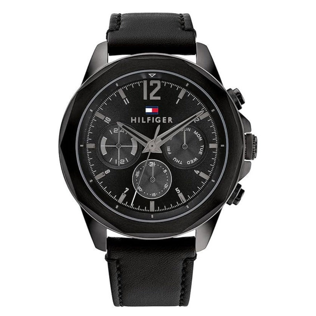 Tommy Hilfiger Lars Black Leather Strap Men's Chronograph Watch- 1792062