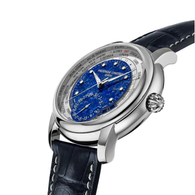 Frederique constant Lapis lazuli Blue Dial Classic Worldtimer Limited Edition of 718 pieces Men's Watch -FC-718LA4H6